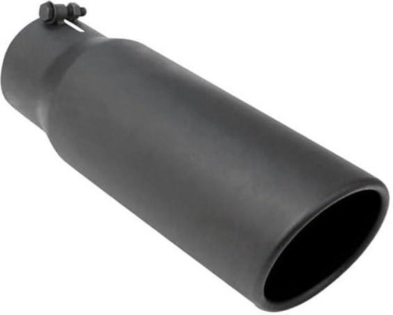 6" Black Powder Coated Rolled Slant Exhaust Tip - Full Throttle Equipment